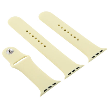 For Apple Watch Ultra 49mm & Watch Ultra 2 49mm / Series 9&8&7 45mm / SE 3&SE 2&6&SE&5&4 44mm / 3&2&1 42mm 3 in 1 Rubber Watch Band with Pin Buckle(Cream Yellow) by buy2fix
