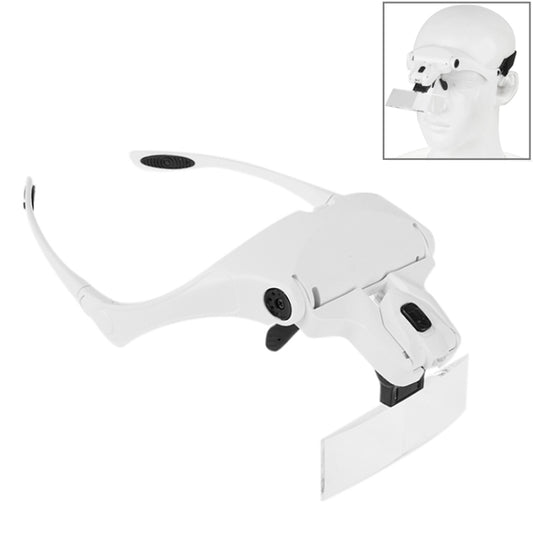 5 Lens 1.0X-3.5X Loupe Glasses Bracket Headband Magnifier with 2 LED Lights Eye Magnification Goggles Magnifying Tool(White) by buy2fix