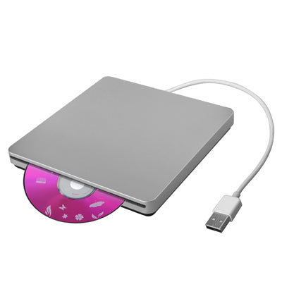 Slot-in USB 2.0 Portable Optical DVD-RW Driver, Plug and Play(Silver) by buy2fix