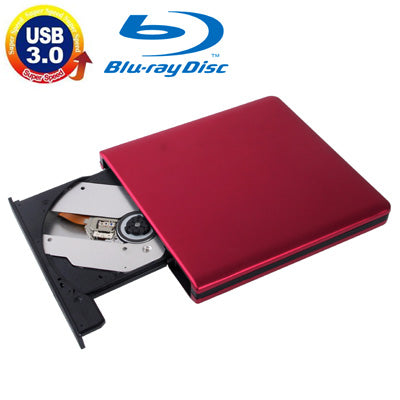 USB 3.0 Aluminum Alloy Portable DVD / CD Rewritable Blu-ray Drive for 12.7mm SATA ODD / HDD, Plug and Play(Red) by buy2fix