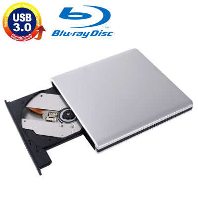 USB 3.0 Aluminum Alloy Portable DVD / CD Rewritable Blu-ray Drive for 12.7mm SATA ODD / HDD, Plug and Play(Silver) by buy2fix