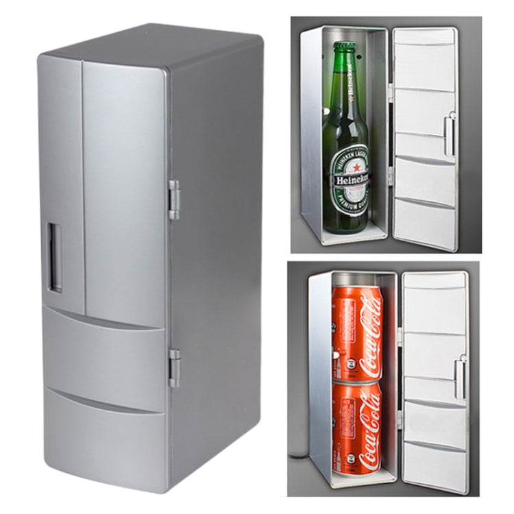 3.5W USB PC Mini Fridge Beverage Drink Cooler / Warmer, Size: 24.5 x 10.8 x 8.3cm(Silver) - In Car by buy2fix | Online Shopping UK | buy2fix