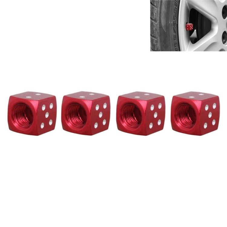 Universal 8mm Dice Style Aluminium Alloy Car Tire Valve Caps, Pack of 4(Red) by buy2fix