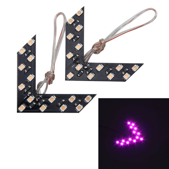 14 LED 3528 SMD flèches lumineuses pour clignotants de rétroviseur latéral de voiture (paires) (lumière rose)
