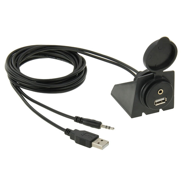 USB 2.0 & 3.5mm Male to Female Extension Cable with Car Flush Mount, Length: 2m by buy2fix