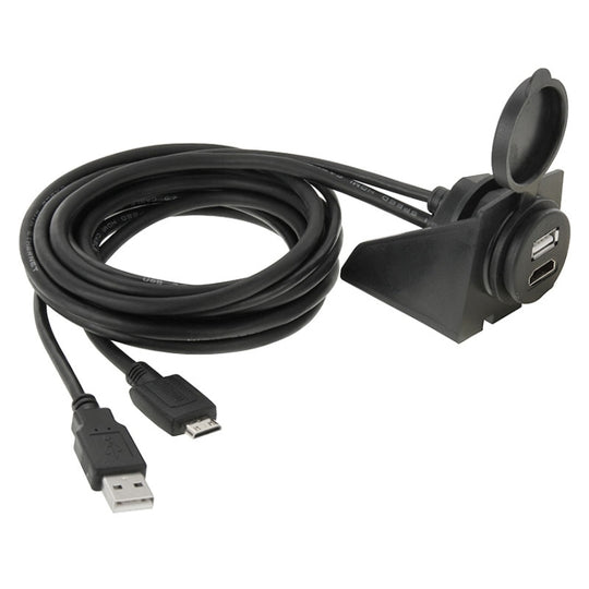 USB 2.0 &amp; Mini HDMI (Typ-C) Stecker auf USB 2.0 &amp; HDMI (Typ-A) Buchse Adapterkabel mit Unterputzmontage im Auto, Länge: 2m