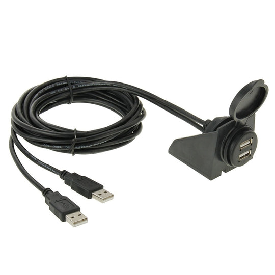 2 USB 2.0 Stecker auf Buchse Verlängerungskabel mit Unterputzhalterung im Auto, Länge: 2 m