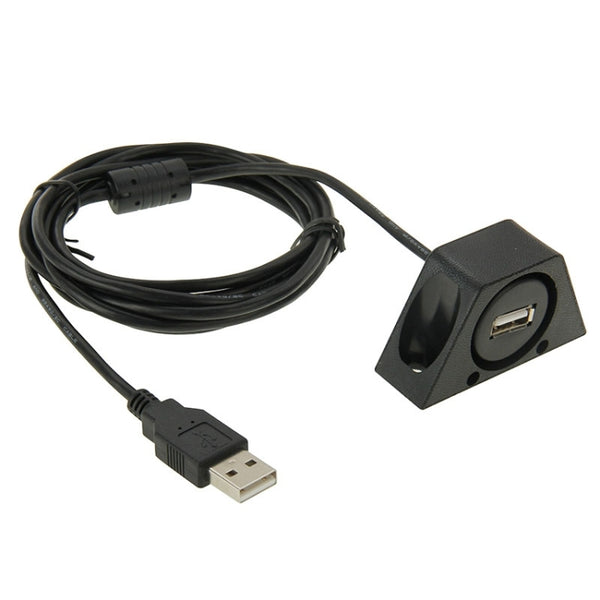 USB 2.0 Male to Female Extension Cable with Car Flush Mount, Length: 2m by buy2fix