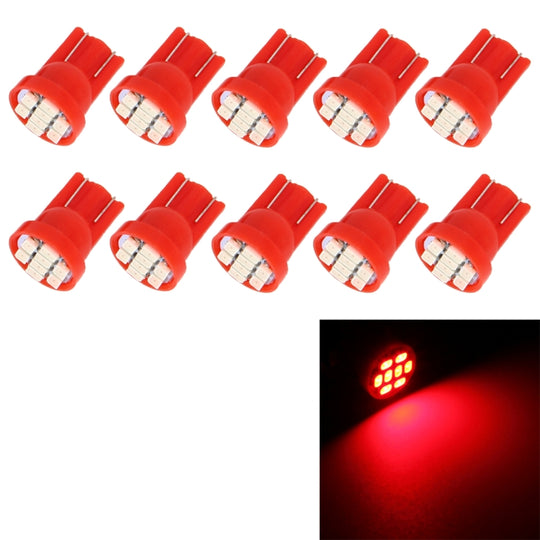 10 ampoules de signalisation de voiture T10 8 LED (lumière rouge)