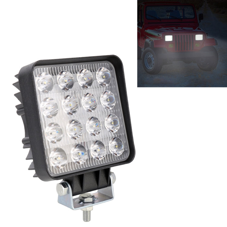 48W Bridgelux 4000lm 16 LED White Light Floodlight Engineering Lamp / Waterproof IP67 SUVs Light, DC 10-30V(Black) - In Car by buy2fix | Online Shopping UK | buy2fix