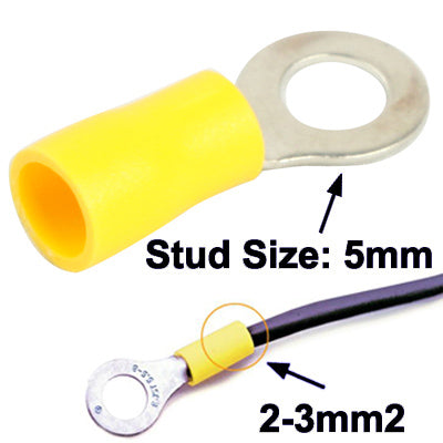 100pcs RV5.5-5.0mm DIY Ring Terminals, Cable size: 2-3mm2 (100pcs in one packaging, the price is for 100pcs) by buy2fix