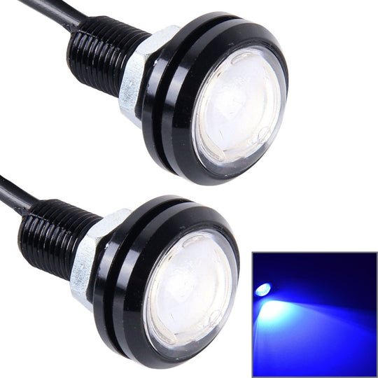 2 PCS 2x 3W Lumière LED blanche étanche Eagle Eye pour véhicules, longueur du câble: 60 cm (lumière bleue)