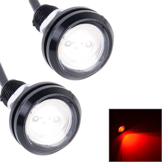 2 PCS 2x 3W 120LM Lumière LED blanche étanche Eagle Eye pour véhicules, longueur du câble: 60 cm (rouge)
