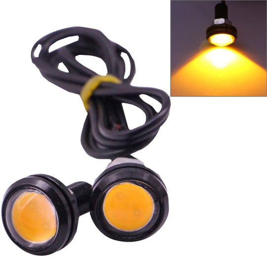 2 PCS 2x 3W 120LM Lumière LED jaune étanche Eagle Eye pour véhicules, longueur du câble: 60 cm (noir)