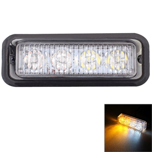 12W 720LM 6500K 577-597nm 4-LED White + Yellow Light Wired Car Flashing Warning Signal Lamp, DC12-24V, Wire Length: 95cm - In Car by buy2fix | Online Shopping UK | buy2fix
