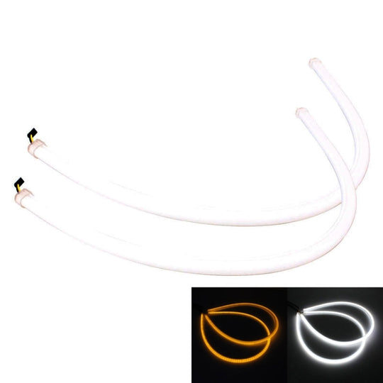 2 pièces 6W 360LM 6500K 597-577nm blanc + jaune filaire LED Tube feux de jour DRL lampe de direction, DC12V, longueur de la lampe: 60 cm