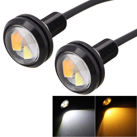 2 pièces 22.5mm 2W 200LM lumière blanche + jaune 4 LED SMD 5630 Eagle Eye feu de direction de voiture feu de jour (noir)