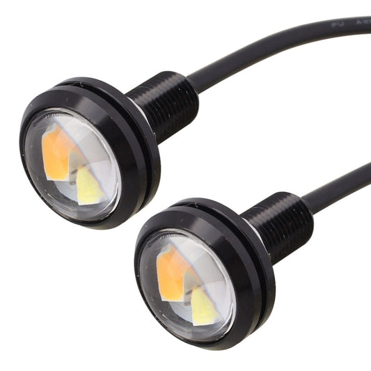 2 PCS 22.5mm 2W 200LM White + Yellow Light 4 LED SMD 5630 Eagle Eye Car Steering Light Daytime Running Light(Black) by buy2fix