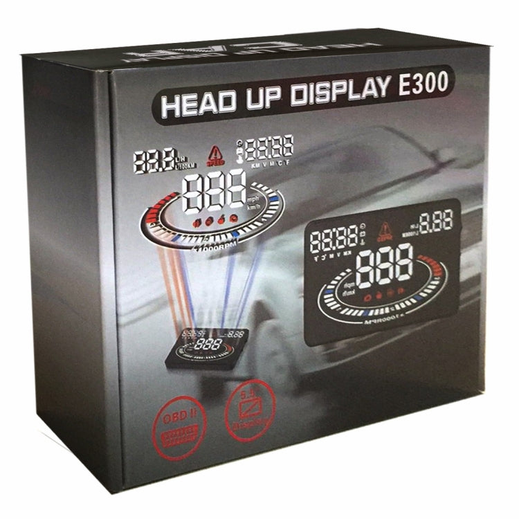 E300 5.5 inch Car OBDII / EUOBD HUD Vehicle-mounted Head Up Display Security System, Support Speed & Fuel Consumption, Overspeed Alarm,  Fuel Consumption, Water Temperature, etc.(Black) - Head Up Display System by buy2fix | Online Shopping UK | buy2fix