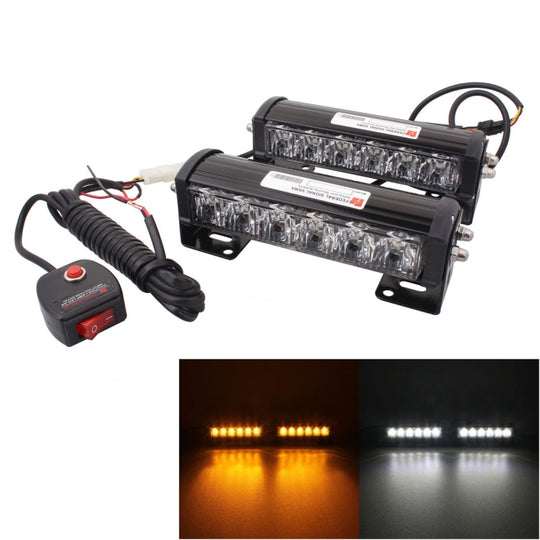 2 PCS 6 pouces 6 LED 2 x 18 W Flash de voiture voyant d'avertissement jaune changement blanc étanche lumière de secours, DC 12 V