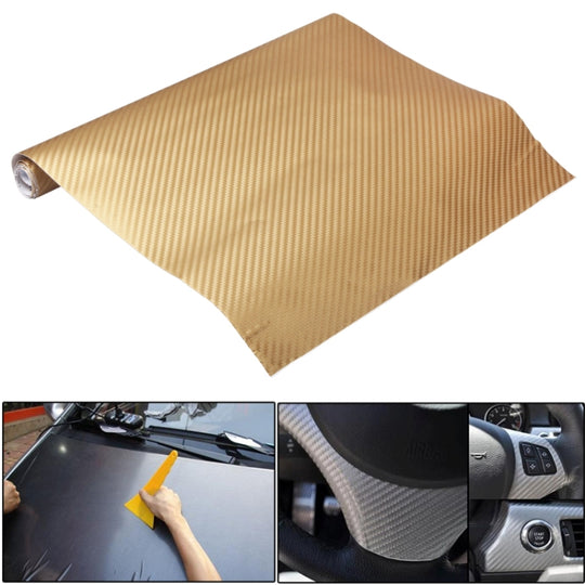 Autocollant décoratif en PVC en fibre de carbone 3D pour voiture, taille: 127 cm x 50 cm (jaune)