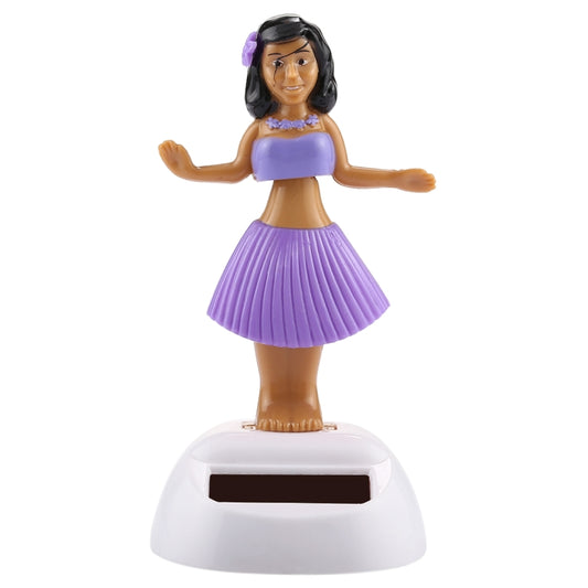 Solar Powered Bobble Head Dancing Toy Car Decoration Ornament Cute Hula Princess(Purple) by buy2fix