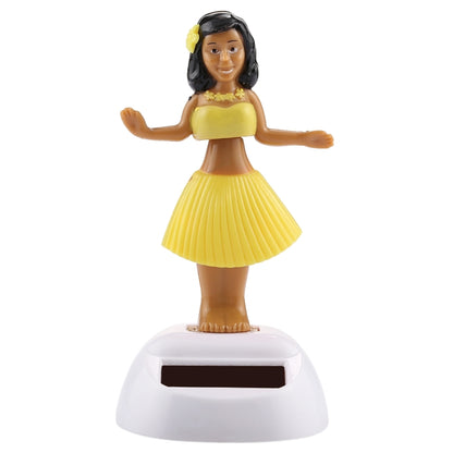 Solar Powered Bobble Head Dancing Toy Car Decoration Ornament Cute Hula Princess(Yellow) by buy2fix