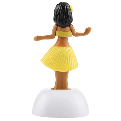 Solar Powered Bobble Head Dancing Toy Car Decoration Ornament Cute Hula Princess(Yellow) by buy2fix