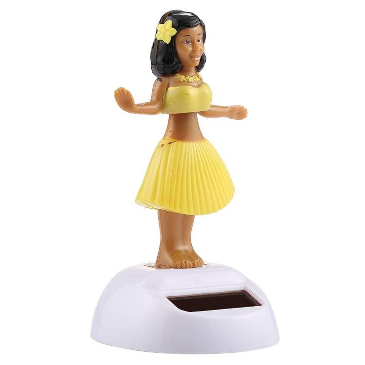 Solar Powered Bobble Head Dancing Toy Car Decoration Ornament Cute Hula Princess(Yellow) by buy2fix