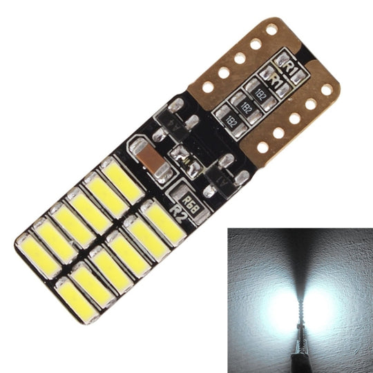 2 pièces T10 4.8W 720LM lumière blanche 24 SMD 4014 LED lampe de feux de gabarit de voiture Canbus sans erreur, DC 12V
