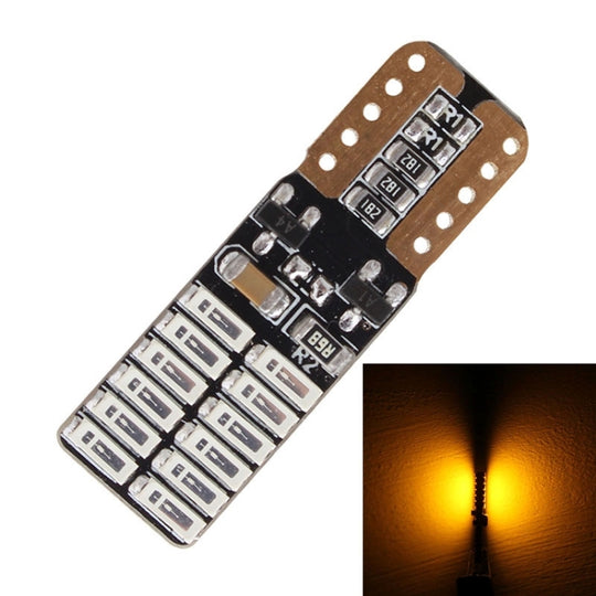 2 pièces T10 4.8W 720LM lumière jaune 24 SMD 4014 LED sans erreur Canbus voiture feux de gabarit lampe, DC 12V