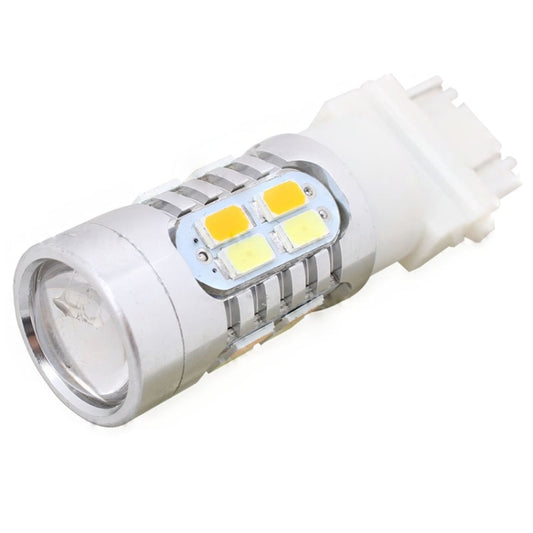 2PCS T25 10W 700LM Yellow + White Light Dual Wires 20-LED SMD 5630 Car Brake Light Lamp Bulb, Constant Current, DC 12-24V by buy2fix
