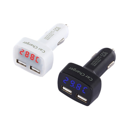 4 in 1 5V 3.1A Dual Ports Car Charger with Voltage, Temperature and Current Display(White) - In Car by buy2fix | Online Shopping UK | buy2fix