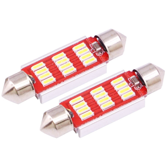 2 PCS 41mm 3.5W 180LM White Light 12 LED SMD 4014 CANBUS License Plate Reading Lights Car Light Bulb by buy2fix