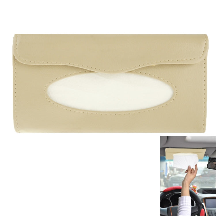 Elegant PU Leather Car Sun Visor Tissue Paper Holder Dispenser Box(Beige) - Tissue Boxes by buy2fix | Online Shopping UK | buy2fix