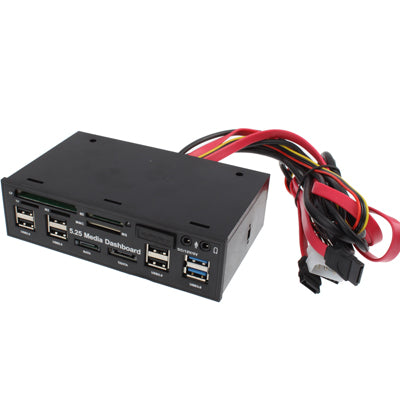 5.25 inch Media PC Dashboard Card Reader 2 x USB 3.0 + 6 x USB 2.0 SATA - Computer & Networking by buy2fix | Online Shopping UK | buy2fix