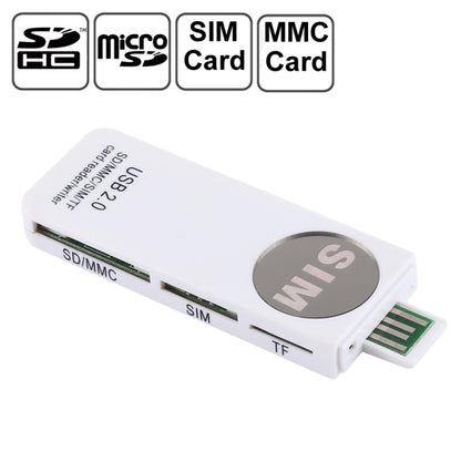 USB Universal Card Reader, Support SD / MMC /SIM / TF Card(White) by buy2fix
