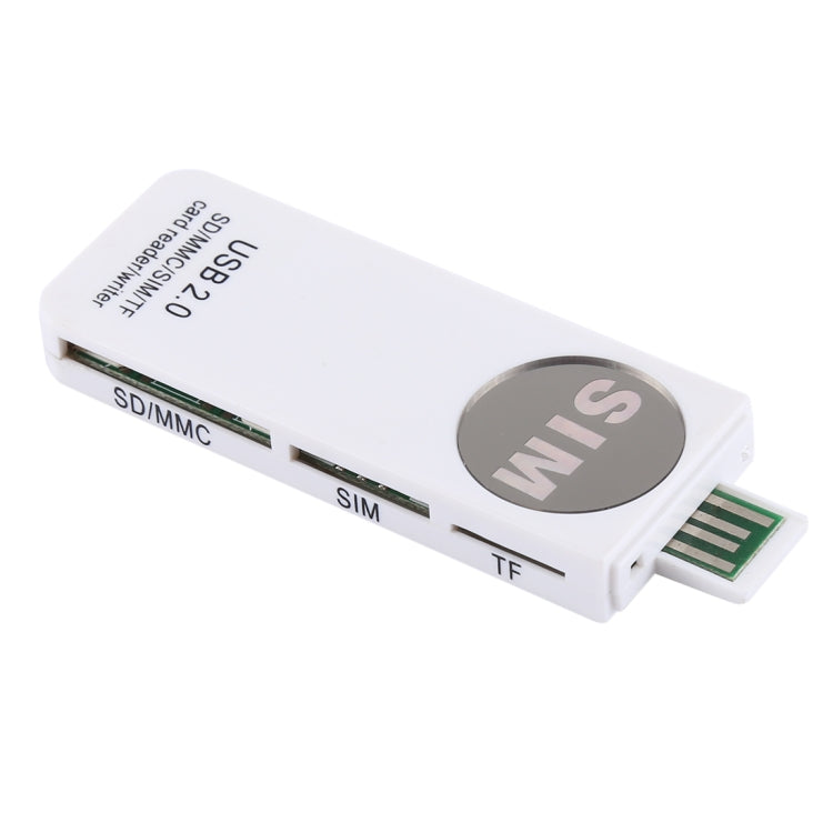 USB Universal Card Reader, Support SD / MMC /SIM / TF Card(White) by buy2fix