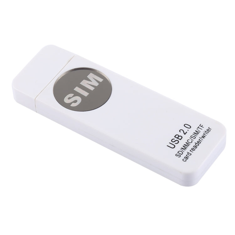 USB Universal Card Reader, Support SD / MMC /SIM / TF Card(White) by buy2fix
