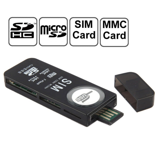 USB Universal Card Reader, Support SD / MMC /SIM / TF Card(Black) by buy2fix