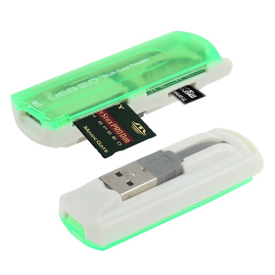 USB 2.0 Multi Card Reader, Support SD/MMC, MS, TF, M2 Card (Light Green) -  by buy2fix | Online Shopping UK | buy2fix