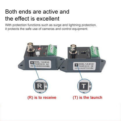 Active CCTV UTP Twisted Pair Video Balun Transmitter and Receiver - Security by buy2fix | Online Shopping UK | buy2fix