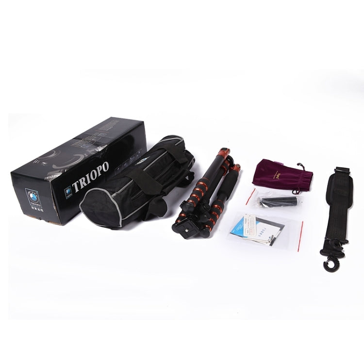 Triopo GT-2505x8.C Adjustable Portable Carbon Fiber Tripod with B-1 Aluminum Ball Head for Canon Nikon Sony DSLR Camera(Black) - Camera Accessories by TRIOPO | Online Shopping UK | buy2fix