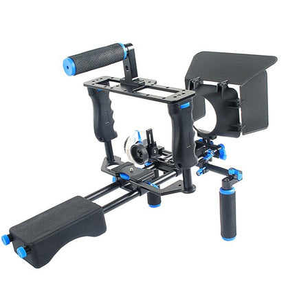 YELANGU YLG1103A-A Dual Handles Camera Shoulder Mount + Camera Cage Stabilizer Kit with Matte Box for DSLR Camera / Video Camera - Camera Accessories by YELANGU | Online Shopping UK | buy2fix