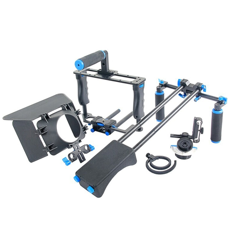 YELANGU YLG1103A-A Dual Handles Camera Shoulder Mount + Camera Cage Stabilizer Kit with Matte Box for DSLR Camera / Video Camera - Camera Accessories by YELANGU | Online Shopping UK | buy2fix