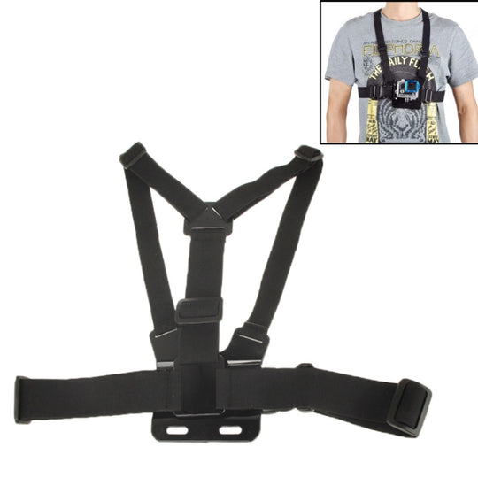Extreme Sport Front Chest Elastic Belt Shoulder Strap Mount Holder for GoPro, Insta360, DJI and Other Action Cameras(Black)