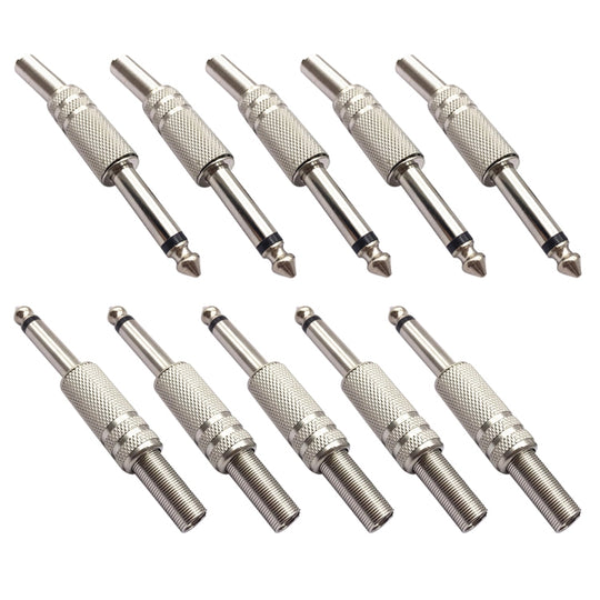 JL0056 6.36mm Audio Jack Connector (10 Pcs in One Package, the Price is for 10 Pcs)(Silver)