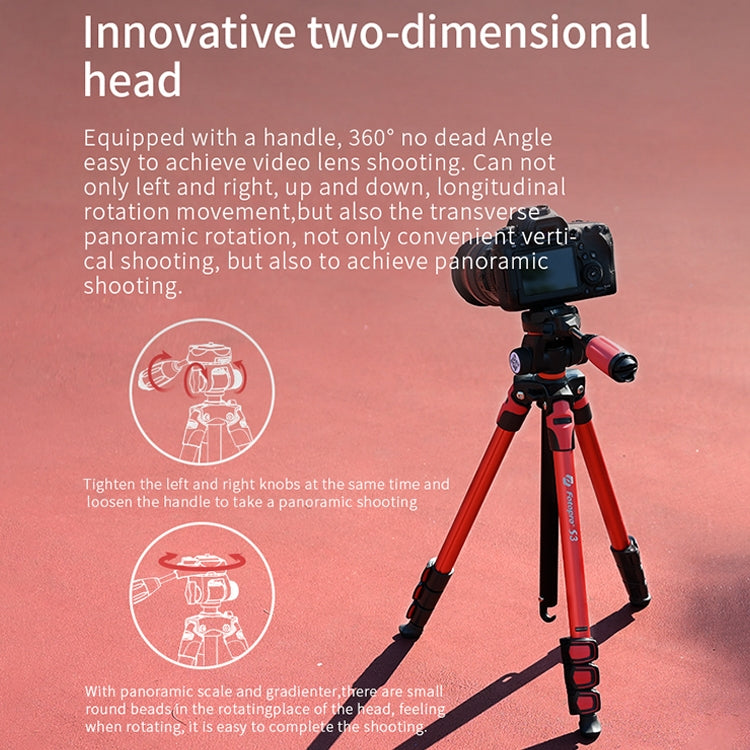 Fotopro S3 4-Section Folding Aluminum Legs Tripod PTZ Stand for SLR / Micro-SLR / Digital Cameras(Orange) - Camera Accessories by Fotopro | Online Shopping UK | buy2fix