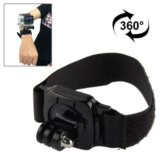 360 Degree Rotation Hand Camera Wrist Strap Mount for GoPro, Insta360, DJI and Other Action Cameras, Strap Length: 36cm(Black) by buy2fix