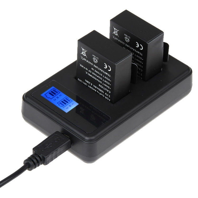 GP158-B LCD Screen Dual Batteries Charger for GoPro HERO3+ /3 (AHDBT-301, AHDBT-302), Displays Charging Capacity by buy2fix